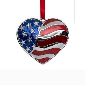 Lenox Heart Ornament in Red, White & Blue Flag Design